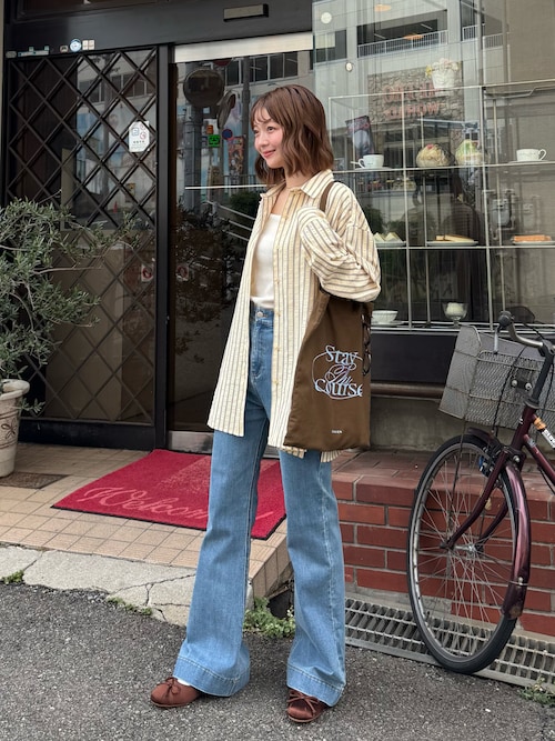 オーバーサイズベーシックサッカーストライプシャツ【人気アイテム/新