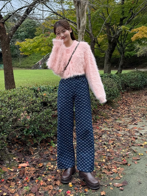 セール】ゆづき / リボンジャガードデニムパンツ made in INTER