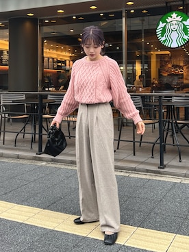 「DHOLIC（ディーホリック）のアイテム（スラックス）」を使った、ゆづきさん（レディース・160cm）の冬コーディネート