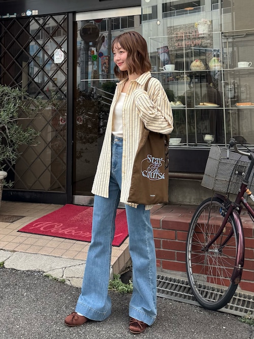 セール】オーバーサイズベーシックサッカーストライプシャツ