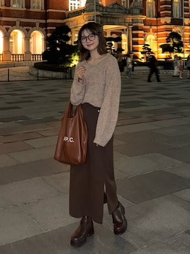 「アイテム（スカート）」を使った、ゆづきさん（レディース・160cm）の秋コーディネート