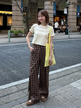 「アイテム（トートバッグ）」を使った、ゆづきさん（レディース・160cm）の夏コーディネート