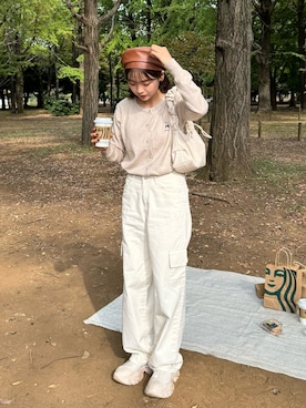 「DHOLIC（ディーホリック）のアイテム（ハンチング/ベレー帽）」を使った、ゆづきさん（レディース・160cm）の秋コーディネート