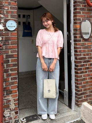 「Lil Ambition(リルアンビション)の【Casselini】ビーズバスケットバッグ(ショルダーバッグ)」を使った、ゆづきさん(レディース・160cm)の春コーディネート