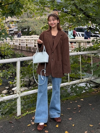 「REMOON(リムーン)のサテンバレエシューズ(ドレスシューズ)」を使った、ゆづきさん(レディース・160cm)の秋コーディネート