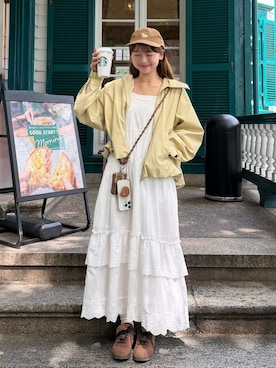「アイテム（ワンピース/ドレス）」を使った、ゆづきさん（レディース・160cm）の春コーディネート