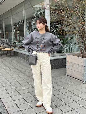 「DHOLIC（ディーホリック）のアイテム（スウェット）」を使った、ゆづきさん（レディース・160cm）の冬コーディネート
