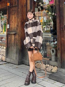 「アイテム（ヘアアクセサリー）」を使った、ゆづきさん（レディース・160cm）の秋コーディネート