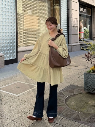 「REMOON（リムーン）のサテンバレエシューズ（ドレスシューズ）」を使った、ゆづきさん（レディース・160cm）の春コーディネート