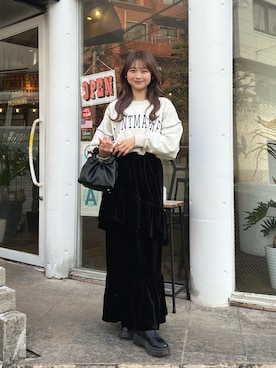 「Adoon plain（アドーンプレーン）のアイテム（スカート）」を使った、ゆづきさん（レディース・160cm）の冬コーディネート