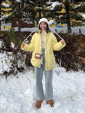 「アイテム（ニットキャップ/ビーニー）」を使った、ゆづきさん（レディース・160cm）の冬コーディネート