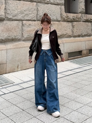 「adidas(アディダス)のadidas/アディダス オリジナルス クラシック トラックトップ(ブルゾン)」を使った、ゆづきさん(レディース・160cm)の秋コーディネート