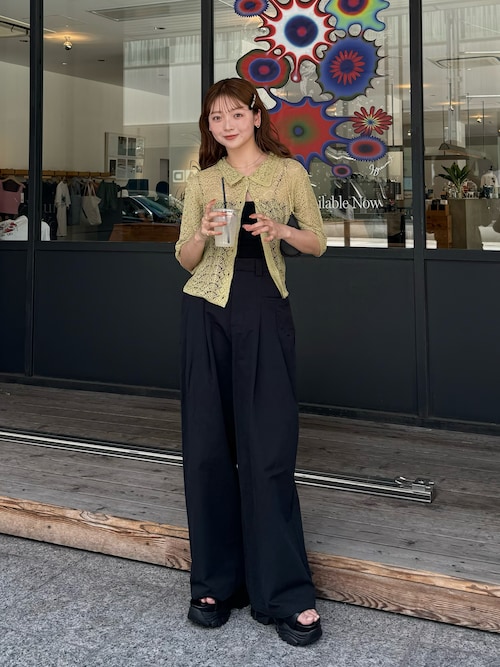 レースパターンニットショートカーディガン（カーディガン/ボレロ