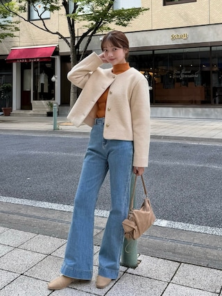 「SENSE OF PLACE by URBAN RESEARCH(センスオブプレイスバイアーバンリサーチ)の『抗菌/防水/防臭』センターシームストレッチブーツ(ブーツ)」を使った、ゆづきさん(レディース・160cm)の秋コーディネート