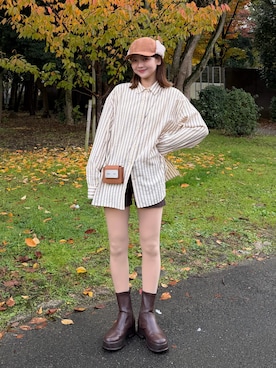 「アイテム（帽子）」を使った、ゆづきさん（レディース・160cm）の冬コーディネート