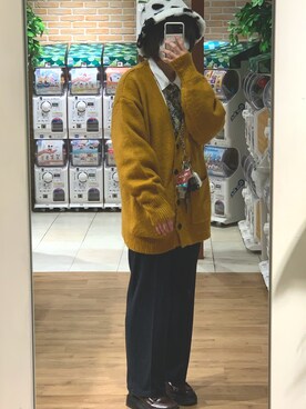 「無印良品（ムジルシリョウヒン）のアイテム（シャツ/ブラウス、ホワイト系）」を使った、loqllyさん（レディース）の春コーディネート