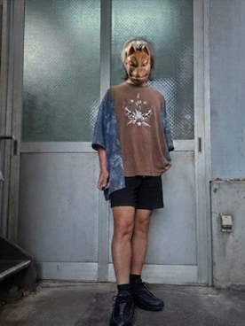 「H&M（エイチ・アンド・エム）のアイテム（パンツ）」を使った、白煙晴男さん（メンズ・177cm）の夏コーディネート
