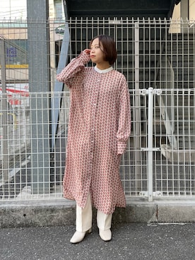 「ランチャーパンツ」｜「アイテム（ワンピース/ドレス）」を使った、kotoneさん（レディース・155cm）の春コーディネート