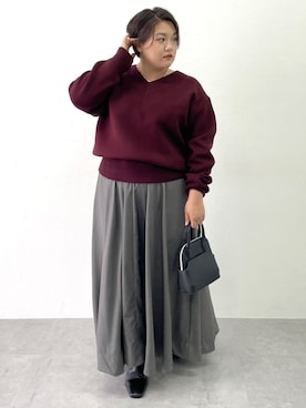 「CHIC STYLE（シックスタイル）のフレアマキシスカート＜大きいサイズ有＞シックスタイル（スカート）」を使った、SMILE LAND（スマイルランド）さん（レディース・163cm）の秋コーディネート
