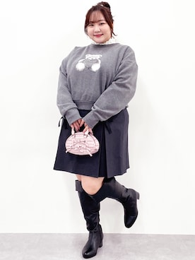 「大きいサイズレディースファッション」｜「アイテム（スウェット）」を使った、SMILE LAND（スマイルランド）さん（レディース・158cm）の秋コーディネート