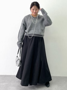 「CHIC STYLE（シックスタイル）のフレアマキシスカート＜大きいサイズ有＞シックスタイル（スカート）」を使った、SMILE LAND（スマイルランド）さん（レディース・160cm）の秋コーディネート