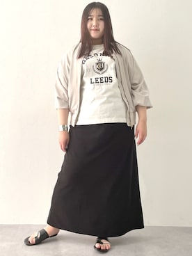「大きいサイズレディースファッション」｜「アイテム（ブルゾン）」を使った、SMILE LAND（スマイルランド）さん（レディース・168cm）の春コーディネート