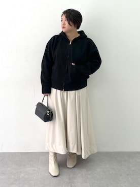 「CHIC STYLE（シックスタイル）のフレアマキシスカート＜大きいサイズ有＞シックスタイル（スカート）」を使った、SMILE LAND（スマイルランド）さん（レディース・163cm）の秋コーディネート