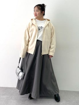 「CHIC STYLE（シックスタイル）のフレアマキシスカート＜大きいサイズ有＞シックスタイル（スカート）」を使った、SMILE LAND（スマイルランド）さん（レディース・160cm）の秋コーディネート