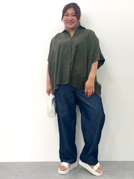 「ぽっちゃり」｜「アイテム（チュニック）」を使った、SMILE LAND（スマイルランド）さん（レディース・155cm）の夏コーディネート
