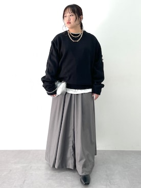 「CHIC STYLE（シックスタイル）のフレアマキシスカート＜大きいサイズ有＞シックスタイル（スカート）」を使った、SMILE LAND（スマイルランド）さん（レディース・160cm）の秋コーディネート