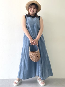 「大きいサイズレディースファッション」｜「アイテム（ワンピース/ドレス）」を使った、SMILE LAND（スマイルランド）さん（レディース・160cm）の夏コーディネート