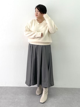 「CHIC STYLE（シックスタイル）のフレアマキシスカート＜大きいサイズ有＞シックスタイル（スカート）」を使った、SMILE LAND（スマイルランド）さん（レディース・163cm）の秋コーディネート