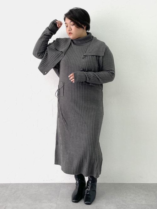 大きいサイズ＞【らめちゃんコラボ】2点セット（ニットワンピース＋