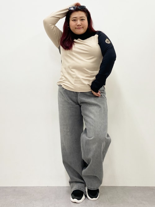大きいサイズ レディース トップス 配色ブロッキングハイネックカットソープルオーバー シックスタイルゴルフ対応 CHIC STYLE tシャツ 配色ハイネックカットソープルオーバー