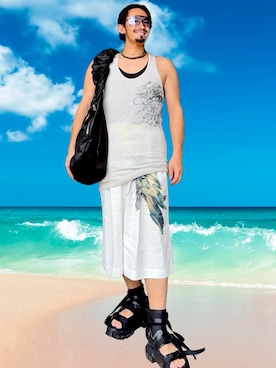 「RICK OWENS」｜路傍の佐藤 さん（メンズ・169cm）の夏コーディネート