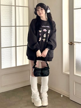 「厚底ブーツ」｜「アイテム（スニーカー）」を使った、karenさん（レディース・163cm）の冬コーディネート