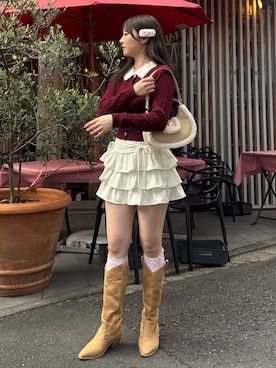 「アイテム（カーディガン/ボレロ）」を使った、karenさん（レディース・163cm）の秋コーディネート