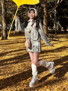 「アイテム（イヤーマフ）」を使った、karenさん（レディース・163cm）の冬コーディネート