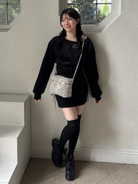 「OLIVE des OLIVE（オリーブデオリーブ）のサテンリボン厚底スニーカー（スニーカー）」を使った、karenさん（レディース・163cm）の秋コーディネート