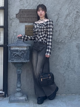 「OLIVE des OLIVE（オリーブデオリーブ）のサテンリボン厚底スニーカー（スニーカー）」を使った、karenさん（レディース・163cm）の夏コーディネート