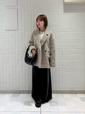 「KBF（ケイビーエフ）のシアーベロアシャーリングスリーブトップス（Tシャツ/カットソー）」を使った、えみかさん（レディース・154cm）の秋コーディネート