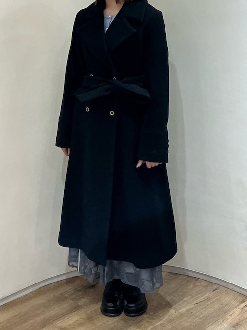 セール】2025秋冬新作 ダブルボタンAラインコート（チェスターコート