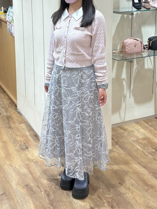 2026春夏新作 麻調刺繍スカート
