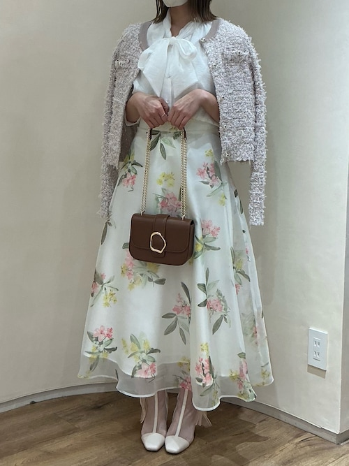 2026春夏新作 ボタニカルオーガンジーフラワースカート（スカート