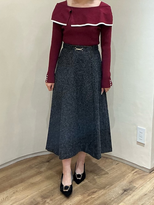 セール】2025秋冬新作 ビット付きベルトフレアスカート（スカート