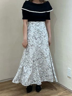 「MISCH MASCH（ミッシュマッシュ）の2026春夏新作 アシメリボン2way配色ケープニット（ニット/セーター、ブラック系）」を使った、アトレ川崎店さん（レディース・155cm）の春コーディネート