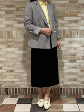 「MISCH MASCH（ミッシュマッシュ）の2026春夏新作 裾フリルシャツブラウス（シャツ/ブラウス、ブルー系）」を使った、アトレ川崎店さん（レディース・155cm）の春コーディネート