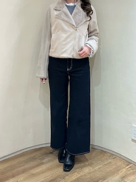 「アイテム（ライダースジャケット）」を使った、アトレ川崎店さん（レディース・158cm）の冬コーディネート