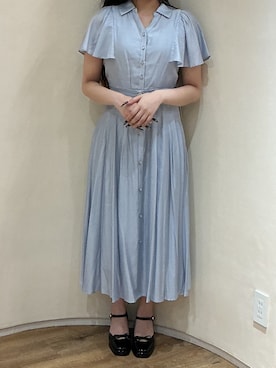 「MISCH MASCH（ミッシュマッシュ）の2026春夏新作 ケープフレア袖シャツワンピース（シャツワンピース、ピンク系）」を使った、アトレ川崎店さん（レディース・155cm）の春コーディネート