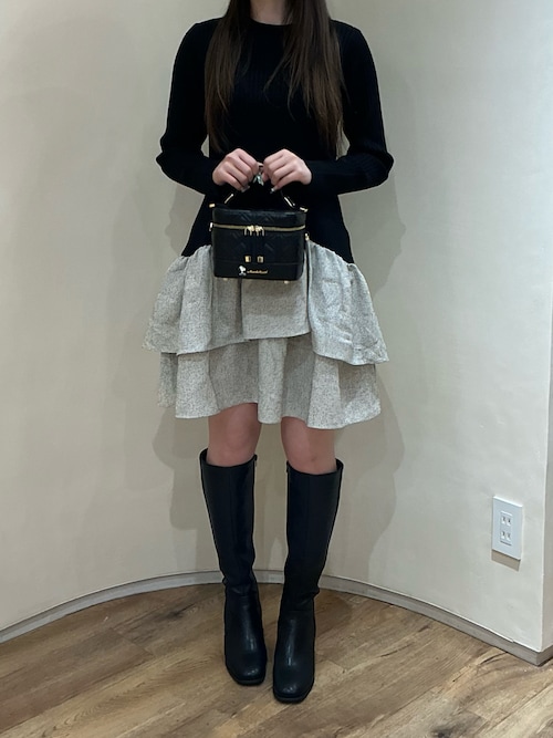 セール】2025秋冬新作 ツイードドッキングミニワンピース（ワンピース